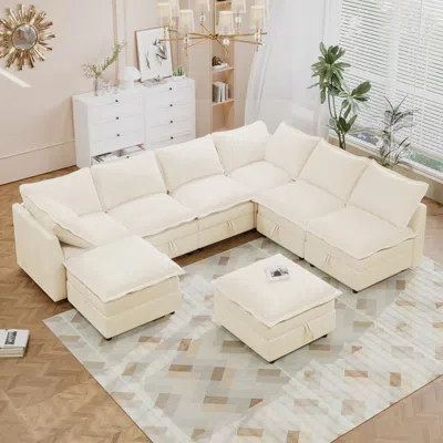 Streamdale Furniture Streamdale Modular Sofa Bed With Storage & Faux Double-layer Cushions