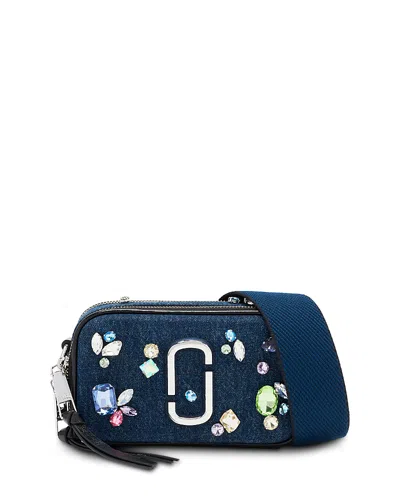 Marc Jacobs The Snapshot Embellished Denim Crossbody Bag In Blue