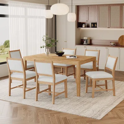 Streamdale Furniture Streamdale Retro 7-piece Dining Table Set For 6 With Upholstered Chairs (natural)