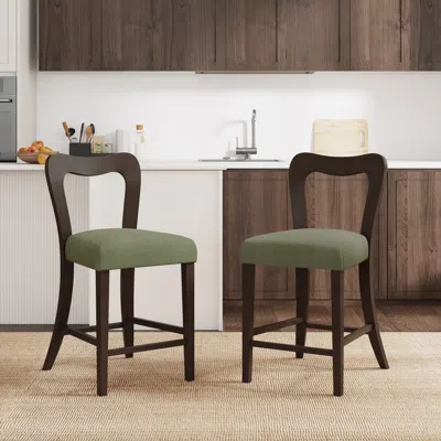 Streamdale Furniture Streamdale Counter Stool Without Arm(dark Brown+green) Set Of 2