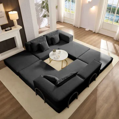 Streamdale Furniture Streamdale Oversized Modular Sectional Sofa Couch Set With 6 Pillows - Black