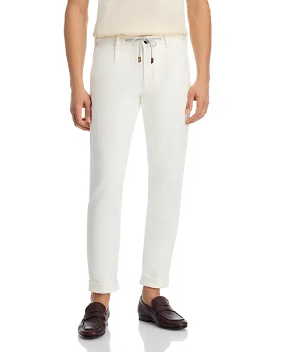 Eleventy Straight-leg Pleated Cotton-blend Twill Trousers In White