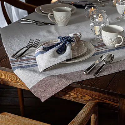Juliska Danish Stripe Tablecloth, 52 Square In White