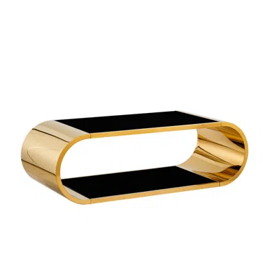 Streamdale Furniture Streamdale 57" Gold & Glass Coffee Table - Modern 2-tier Design