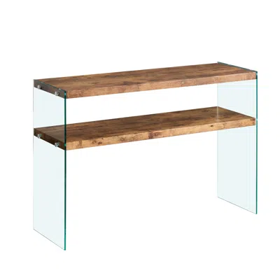 Streamdale Furniture Streamdale Mdf Console Table, Big Side Table, Walnut Tempered Glass Desk, Entry Table