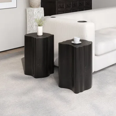 Streamdale Furniture Streamdale 2-in-1 Irregular End Table - Split Design, Indoor/outdoor, Black