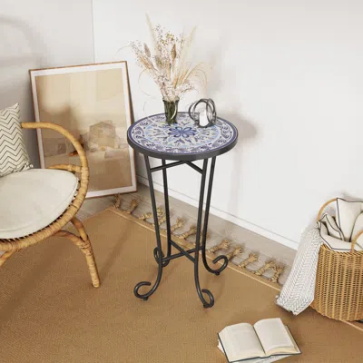 Streamdale Furniture Streamdale Patio Side Table,blue+black