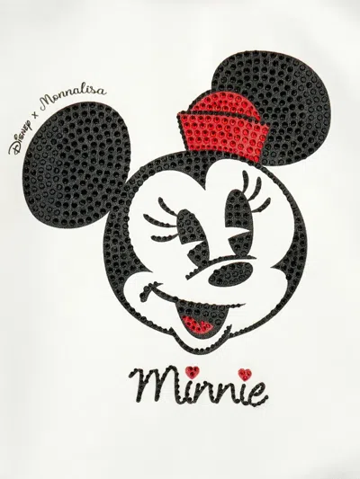 Monnalisa Kids'  Appliqués Minnie T-shirt In White