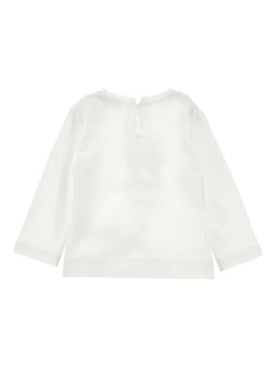Monnalisa Ivory T-shirt For Baby Girl With Minnie In White
