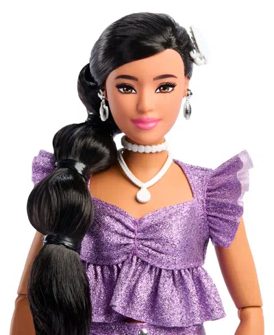 Barbie Deluxe Style Fashion Doll 8 In Metallic Purple Top And Sparkly Shorts With Accessories In Purple