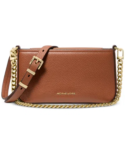 Michael Kors Bryant Small Burnished Leather Convertible Pochette In Brown