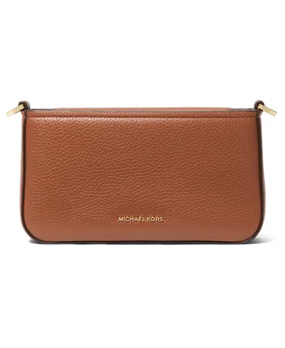 Michael Kors Bryant Small Burnished Leather Convertible Pochette In Brown