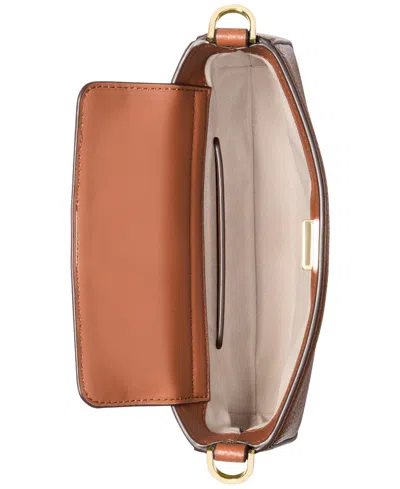 Michael Kors Bryant Small Burnished Leather Convertible Pochette In Brown