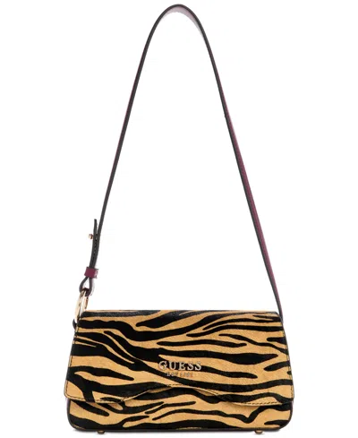 Guess Domitilla Small Flap Shoulder Bag In Brown