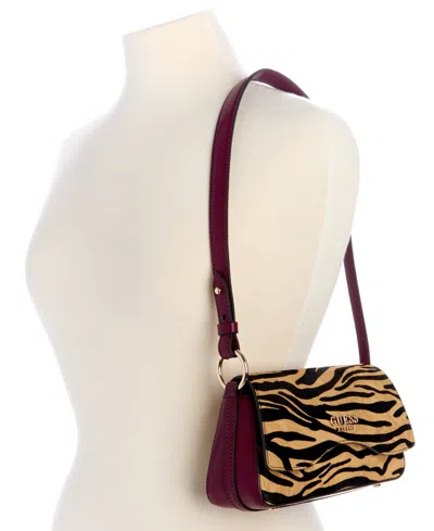 Guess Domitilla Small Flap Shoulder Bag In Brown