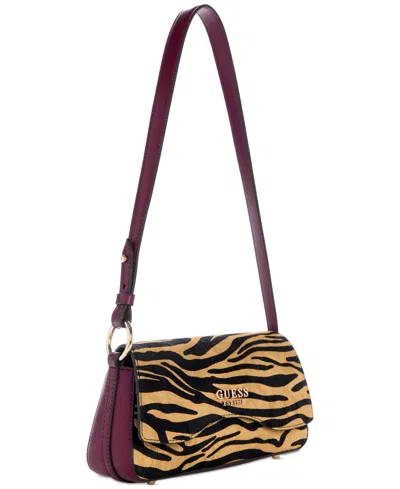 Guess Domitilla Small Flap Shoulder Bag In Brown