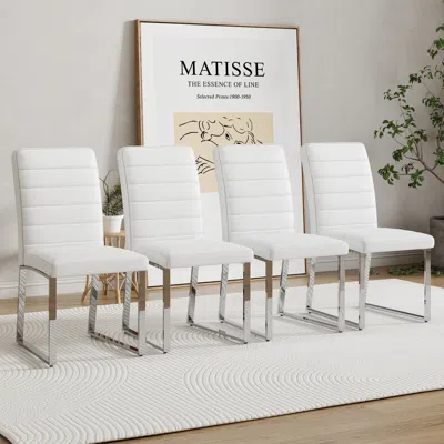 Streamdale Furniture Streamdale 4-pack Heavy-duty Cushioned Chairs - Home/office - Classic Colors In White