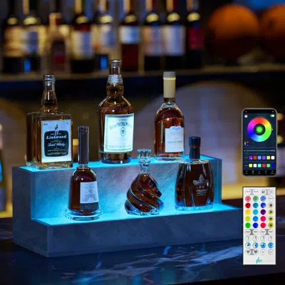 Streamdale Furniture Streamdale Led Liquor Bottle Display Shelf - 20 Inch, App & Remote, Grey In White