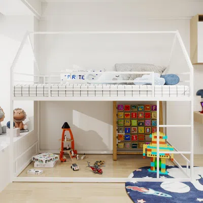 Streamdale Furniture Streamdale Metal Twin Bunk Bed, Heavy-duty, Noise Reduced, White In White