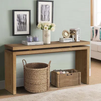 Streamdale Furniture Streamdale 60" Antique Brown Farmhouse Console Table In Brown