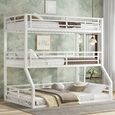 Streamdale Furniture Streamdale Triple Bunk Bed, Metal, White In White
