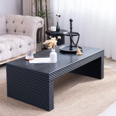 Streamdale Furniture Streamdale Modern Black Ribbed Coffee Table In Black