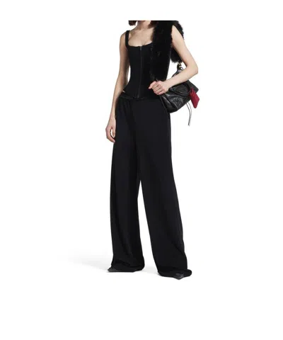 Balenciaga Tailored Flared Pants With Clean Waistband In Black
