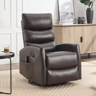 Streamdale Furniture Streamdale Heat Massage Rocker Swivel Recliner Chair, Brown In Black