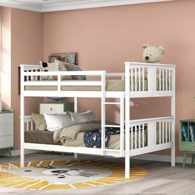 Streamdale Furniture Streamdale Full Over Full Bunk Bed With Ladder For Bedroom, Guest Room Furniture In White