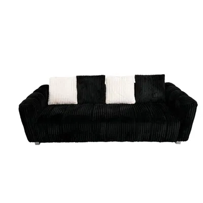 Streamdale Furniture Streamdale 82.68-inch High-end Corduroy Multi-seat Sofa In Black