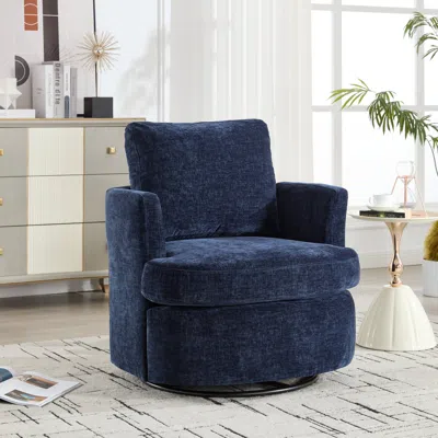 Streamdale Furniture Streamdale 360 Swivel Chenille Chair: Comfortable, Breathable, & Easy Assembly In Blue