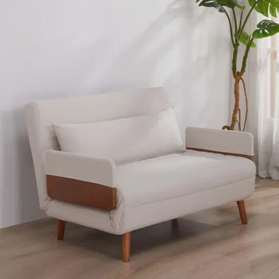 Streamdale Furniture Streamdale Extra Wide 3-in-1 Loveseat Sofa Bed - Adjustable Back, Linen Fabric, Beige