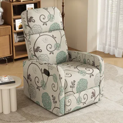 Streamdale Furniture Streamdale Modern Manual Recliner Chair - Beige & Blue