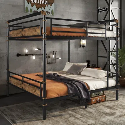 Streamdale Furniture Streamdale Queen Over Queen Black Metal Bunk Bed