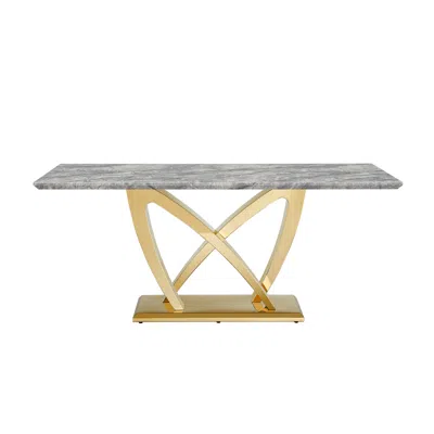 Streamdale Furniture Streamdale 70" Faux Marble Dining Table, Mirrored Base (gold/gray)