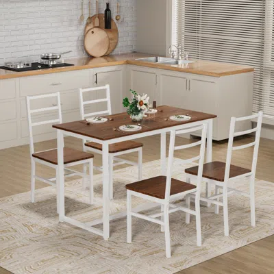 Streamdale Furniture Streamdale 5-piece Dining Table Set For 4, Space-saving Design