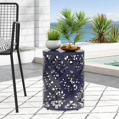 Streamdale Furniture Streamdale Modern Iron Cut Side Table With Cylindrical Design