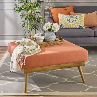 Streamdale Furniture Streamdale Mid-century Modern Square Ottoman With Plush Cushion For Living Room