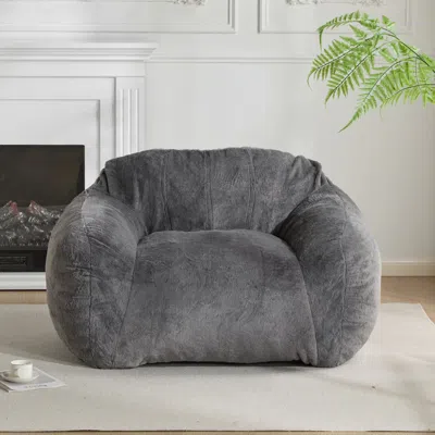 Streamdale Furniture Streamdale Sezze Indoor Bean Bag Chair, Gray Faux Fur