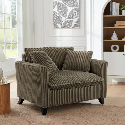 Streamdale Furniture Streamdale Brown Corduroy Accent Chair