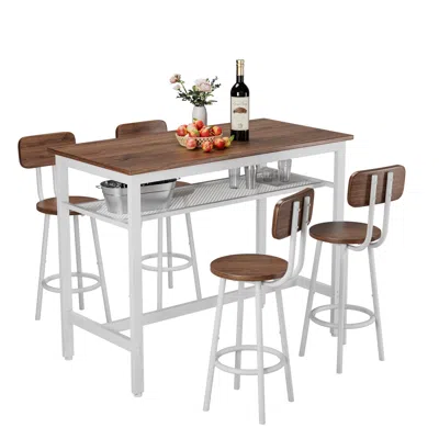Streamdale Furniture Streamdale 5-piece Bar Table & Chairs Set, Modern Metal Counter Height Dining Set