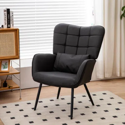 Streamdale Furniture Streamdale Modern Leather Accent Chair With High Back And Metal Legs
