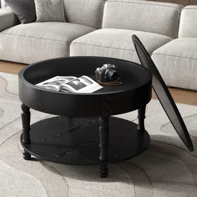 Streamdale Furniture Streamdale Modern Round Coffee Table With Storage - Black