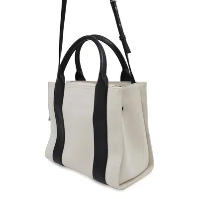 Pre-owned Balenciaga Beige Black Canvas Leather Shoulder Bag Tote Bag ()