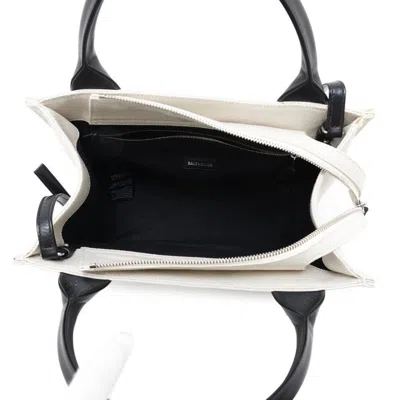 Pre-owned Balenciaga Beige Black Canvas Leather Shoulder Bag Tote Bag ()