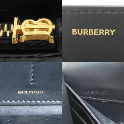 Pre-owned Burberry Black Leather Long Wallet (bi-fold) ()