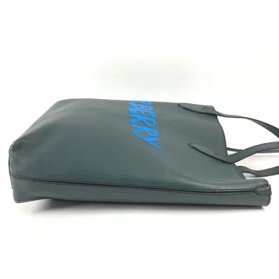 Pre-owned Burberry Blue Khaki Leather Shoulder Bag Tote Bag ()