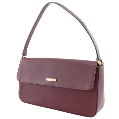 Pre-owned Burberry Bordeaux Red Color Leather Shoulder Bag ()
