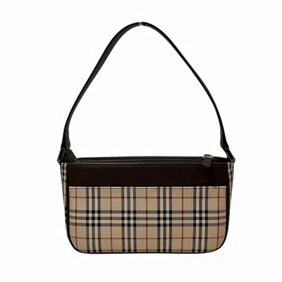 Pre-owned Burberry Brown Canvas Leather Shoulder Bag ()