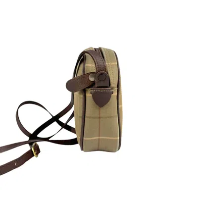 Pre-owned Burberry S Beige Brown Khaki Canvas Leather Shoulder Bag ()